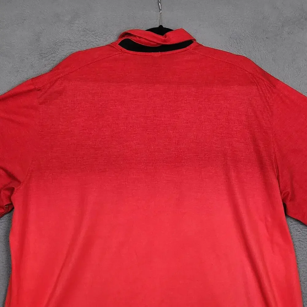 NIKE Golf Polo Shirt Mens 2XL Red Gradient Tour Performance Dri-FIT 802086-647